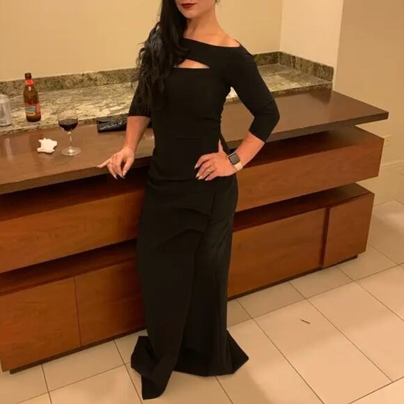 Chiara Boni La Petite Robe Black Ruched Gown Size 2 Italian Luxury Designer $995 - Picture 11 of 12